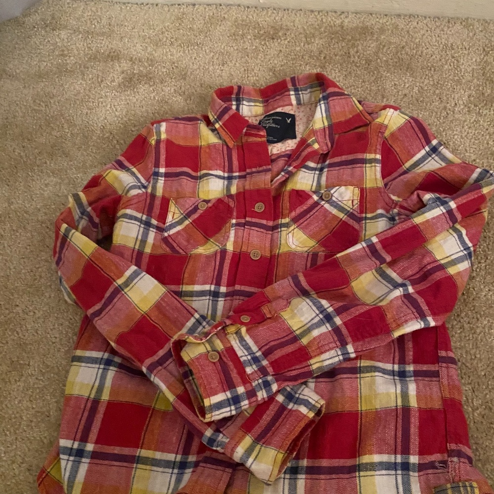 Long sleeve plaid american eagle flannel